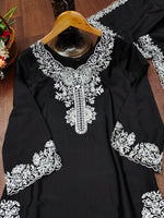 Thumbnail for Prazu Fashion Black Crepe Silk Embroidered Palazzo Suit