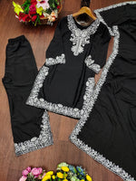 Thumbnail for Prazu Fashion Black Crepe Silk Embroidered Palazzo Suit