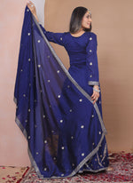 Thumbnail for Prazu Fashion Blue Vichitra Silk Sequin Embroidered Sharara Suit - Distacart