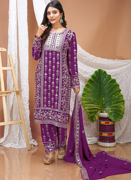 Prazu Fashion Violet Georgette Sequence Embroidered Salwar Suit - Distacart