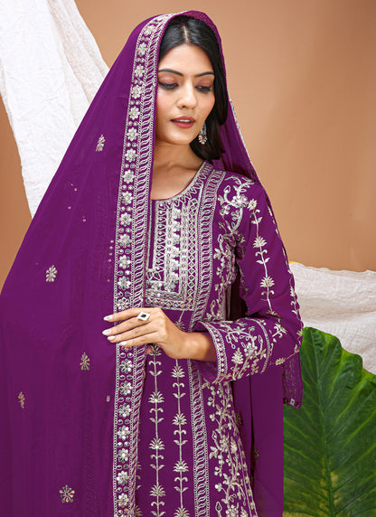 Prazu Fashion Violet Georgette Sequence Embroidered Salwar Suit - Distacart