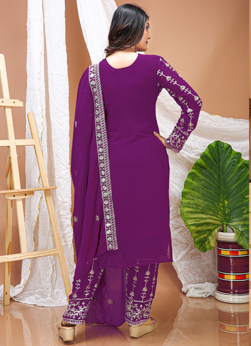 Prazu Fashion Violet Georgette Sequence Embroidered Salwar Suit - Distacart
