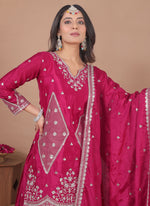 Thumbnail for Prazu Fashion Pink Chinon Silk Sequin Embroidered Sharara Suit - Distacart