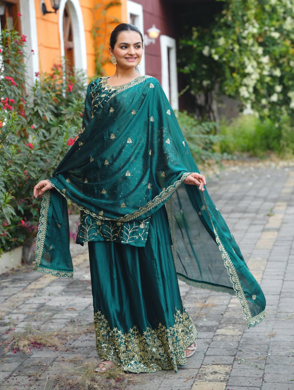 Teeya Creation Dark Teal Color Rangoli Silk Heavy Embroidery Work Fully Stitched Suit - Distacart