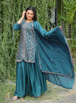 Thumbnail for Prazu Fashion Morpich Chinon Silk Embroidered Sharara Suit