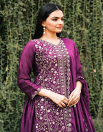 Thumbnail for Prazu Fashion Wine Chinon Silk Embroidered Sharara Suit