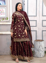 Thumbnail for Teeya Creation Maroon Color Chinnon Silk Embroidery Work Fully Stitched Salwar Suit - Distacart