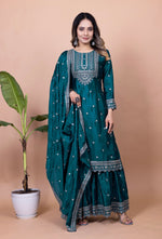 Thumbnail for Teeya Creation More Peach Color Chinnon Silk Embroidery Work Fully Stitched Salwar Suit - Distacart