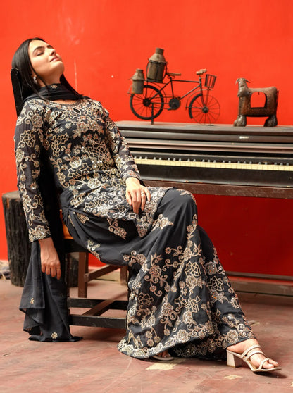 Teeya Creation Black Color Faux Georgette Embroidery Work Fully Stitched Salwar Suit - Distacart