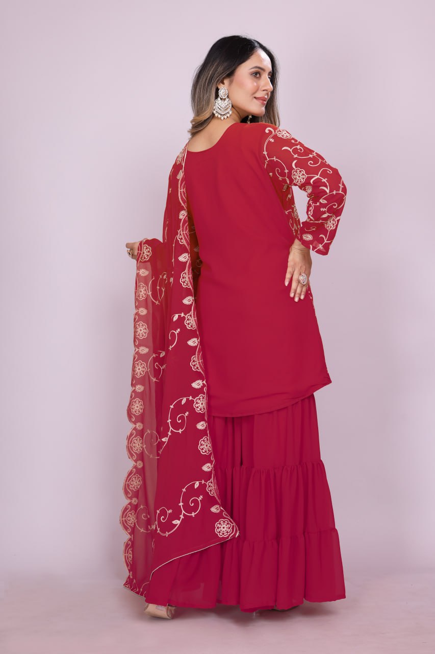 Teeya Creation Rani Color Faux Georgette Embroidery Work Fully Stitched Salwar Suit - Distacart