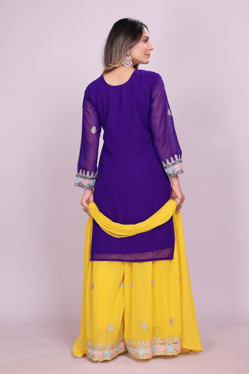 Teeya Creation Multi Color Faux Georgette Embroidery Work Fully Stitched Salwar Suit - Distacart