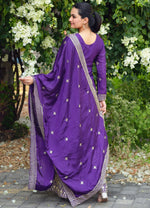 Thumbnail for Prazu Fashion Violet Chinon Silk Sequence Embroidered Sharara Suit