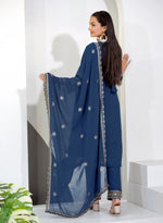 Thumbnail for Prazu Fashion Blue Georgette Sequence Embroidered Salwar Suit