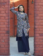 Thumbnail for Prazu Fashion Blue Tapeta Silk With Fusing Embroidered Sharara Suit