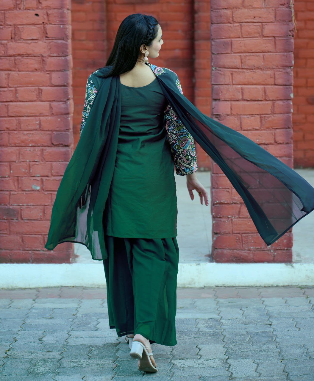 Prazu Fashion Green Tapeta Silk With Fusing Embroidered Sharara Suit