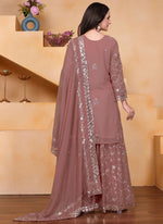 Thumbnail for Prazu Fashion Onion Pink Georgette Sequin Embroidered Sharara Suit - Distacart