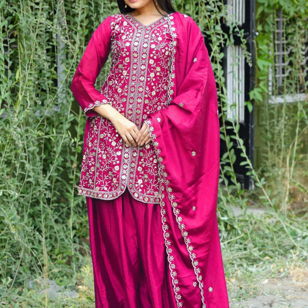 Lehenga Mart Designer Sharara Suit For Women or Girls - Pink