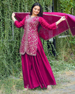 Thumbnail for Lehenga Mart Designer Sharara Suit For Women or Girls - Pink