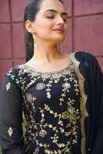 Thumbnail for Lehenga Mart Designer Sharara Suit For Women or Girls - Black