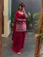 Thumbnail for Lehenga Mart Designer Sharara Suit For Women or Girls - Maroon