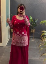 Thumbnail for Lehenga Mart Designer Sharara Suit For Women or Girls - Maroon