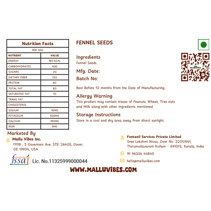 Mallu Vibes Fennel Seeds - Distacart