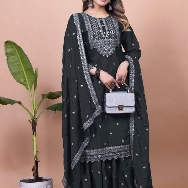 Lehenga Mart Designer Sharara Suit for women - Black - Distacart