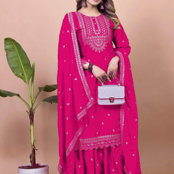 Lehenga Mart Designer Sharara Suit for women - Pink - Distacart