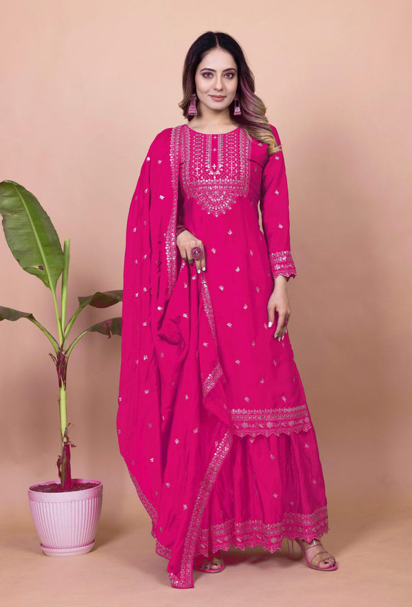 Lehenga Mart Designer Sharara Suit for women - Pink - Distacart