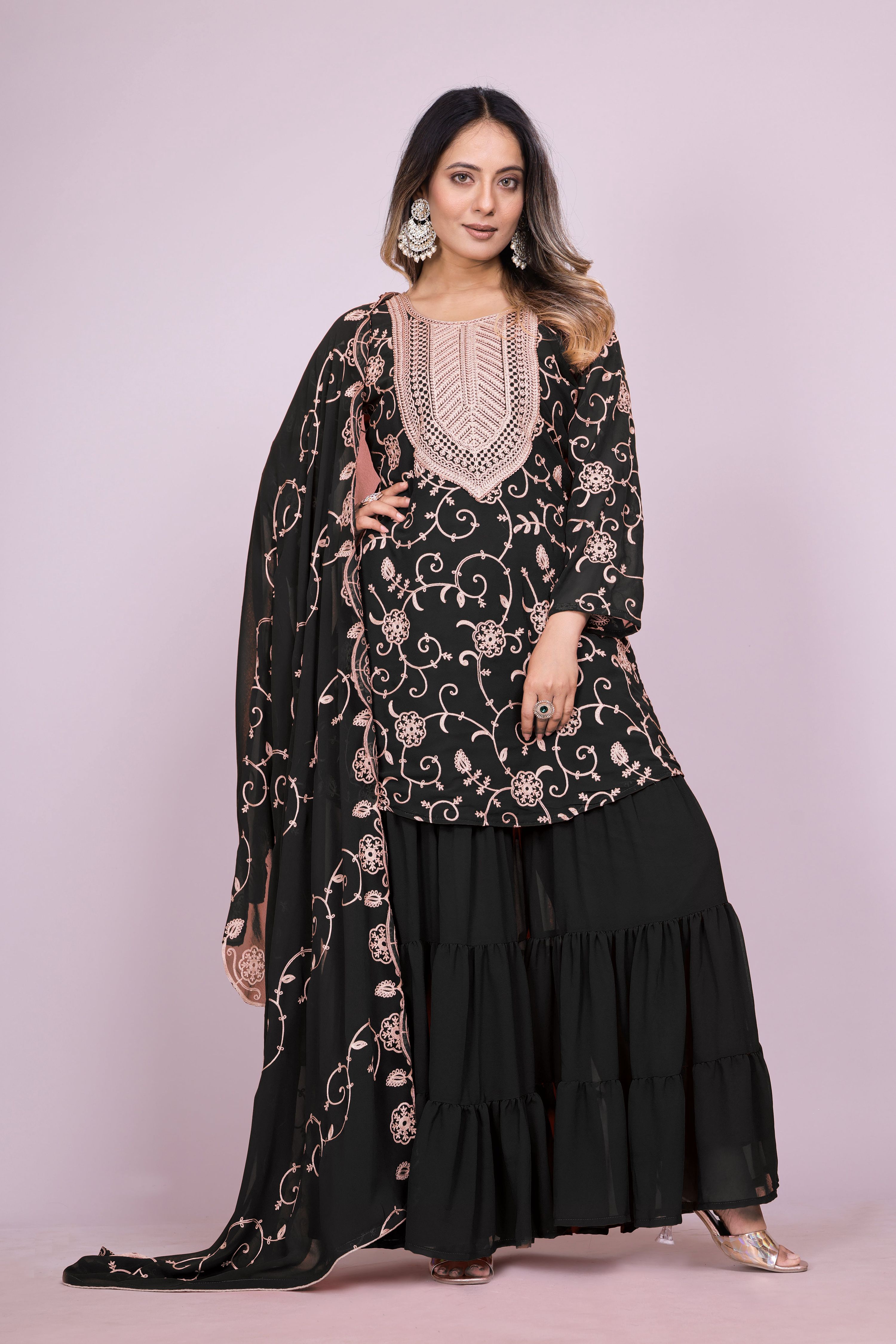 Lehenga Mart Designer Sharara Suit for women - Black - Distacart