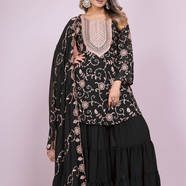 Lehenga Mart Designer Sharara Suit for women - Black - Distacart