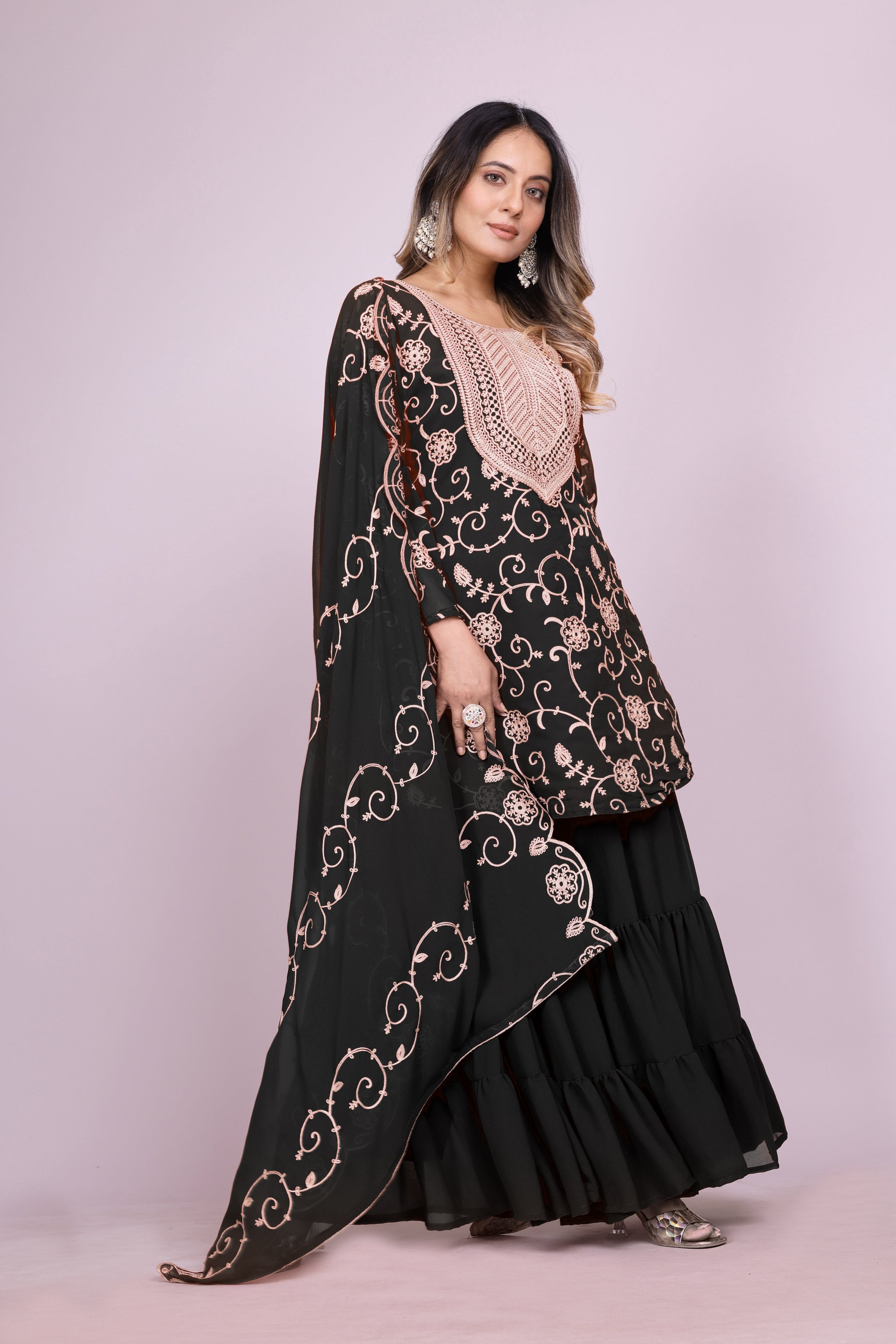 Lehenga Mart Designer Sharara Suit for women - Black - Distacart