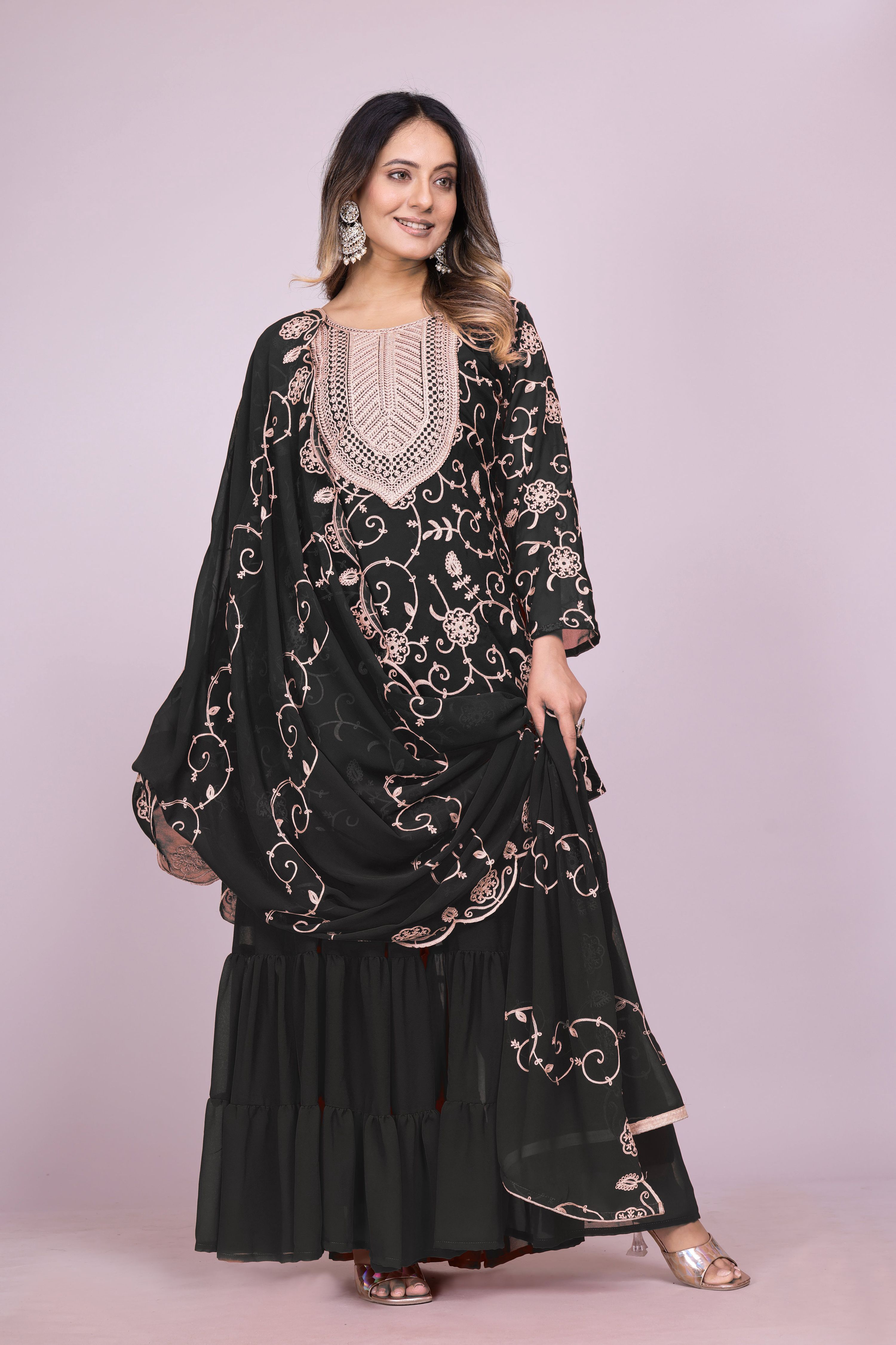 Lehenga Mart Designer Sharara Suit for women - Black - Distacart