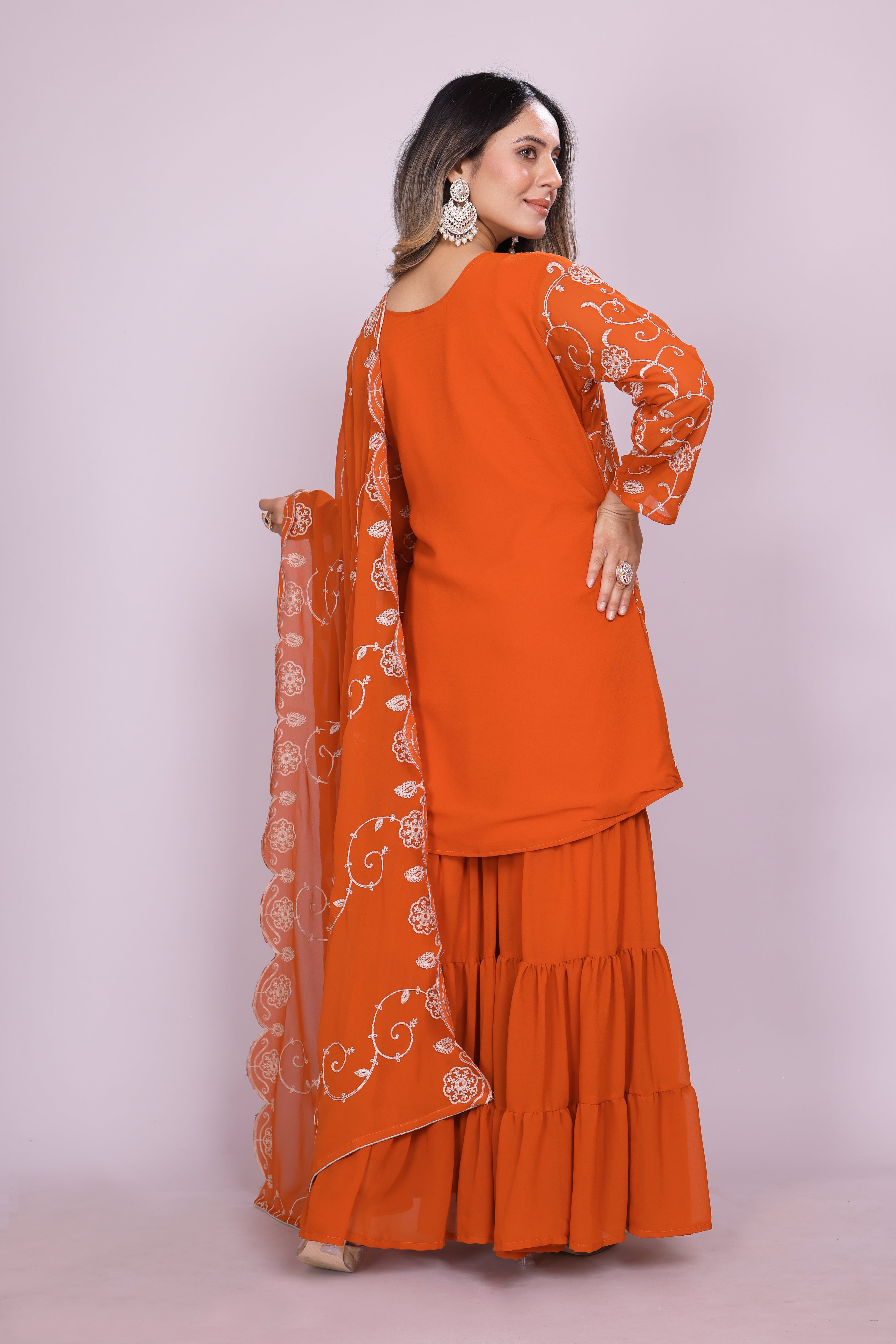 Lehenga Mart Designer Sharara Suit for women - Orange - Distacart