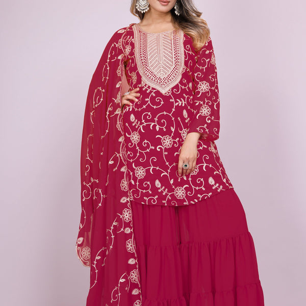 Lehenga Mart Designer Sharara Suit for women - Pink - Distacart