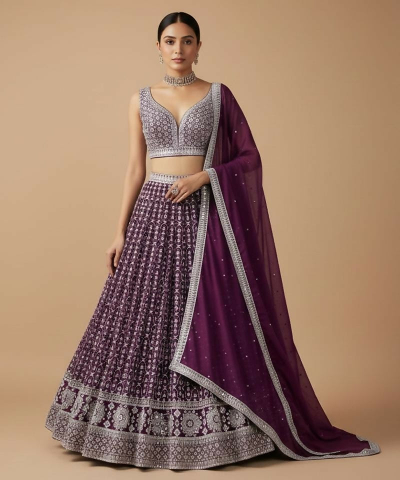 Lehenga Mart Purple Faux Georgette Designer Bollywood Style Wedding Wear Lehenga Choli - Dista