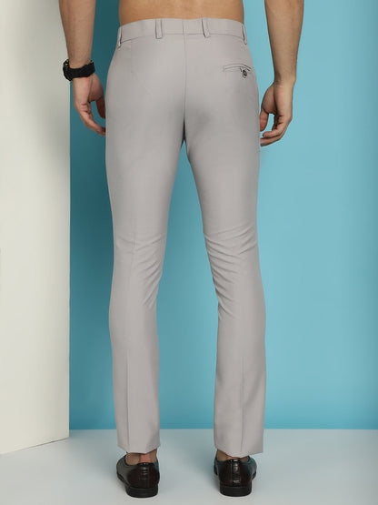 Indian Needle Men's Solid Cotton Formal Trousers - Light-Grey - Distacart