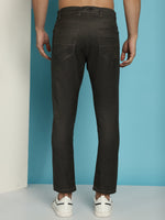 Thumbnail for Indian Needle Men's Olive Green Solid Cotton Casual Trouser - Distacart