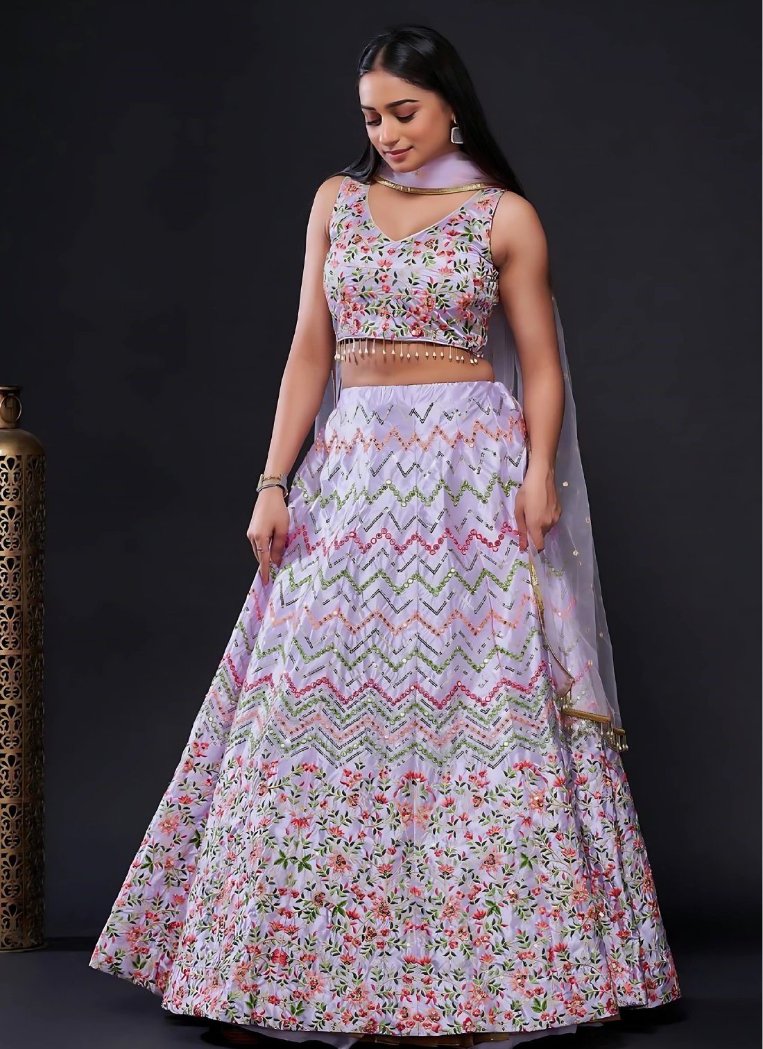 Lehenga Mart Designer Wedding Lehenga Choli For Women - Lavender - Distacart