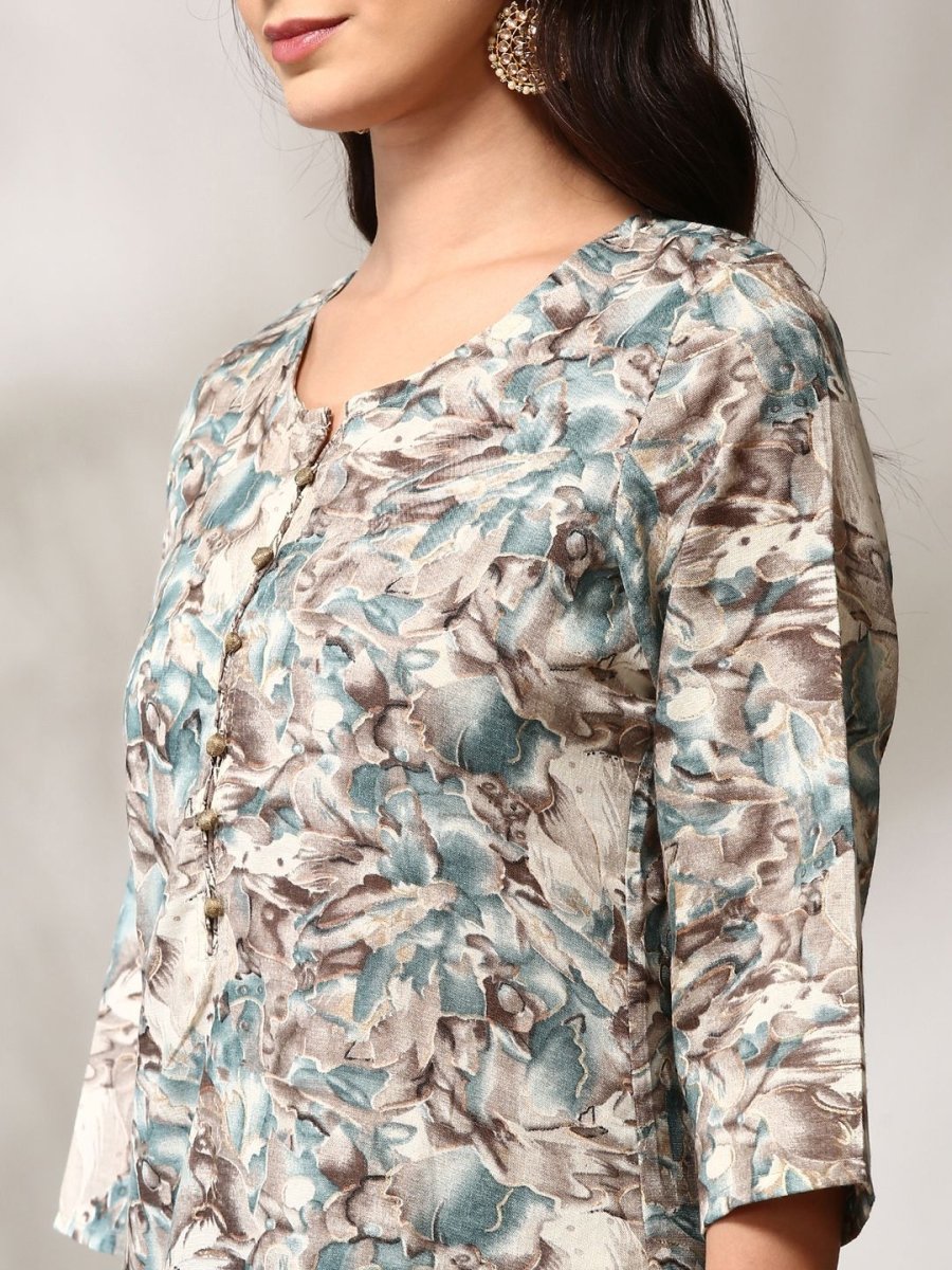 Anouk Floral Printed Regular Straight Kurta with Trousers - Distacart