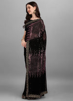 Thumbnail for Vegaa Fashion Purple Heavy Georgette Sequence Embroidery Saree