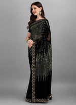 Thumbnail for Vegaa Fashion Green Heavy Georgette Sequence Embroidery Saree