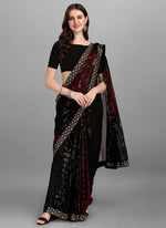 Thumbnail for Vegaa Fashion Red Heavy Georgette Sequence Embroidery Saree