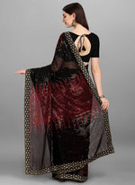 Thumbnail for Vegaa Fashion Red Heavy Georgette Sequence Embroidery Saree