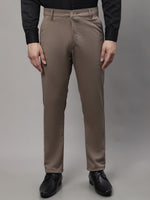 Thumbnail for Jainish Men's Dark-Beige Tapered Fit Formal Trousers - Distacart