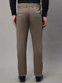 Thumbnail for Jainish Men's Dark-Beige Tapered Fit Formal Trousers - Distacart