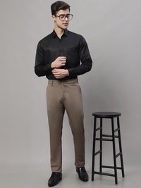 Thumbnail for Jainish Men's Dark-Beige Tapered Fit Formal Trousers - Distacart