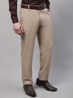 Thumbnail for Jainish Men's Beige Tapered Fit Formal Trousers - Distacart