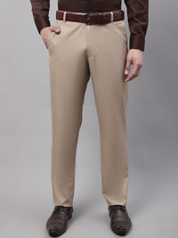 Thumbnail for Jainish Men's Beige Tapered Fit Formal Trousers - Distacart