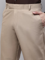 Thumbnail for Jainish Men's Beige Tapered Fit Formal Trousers - Distacart